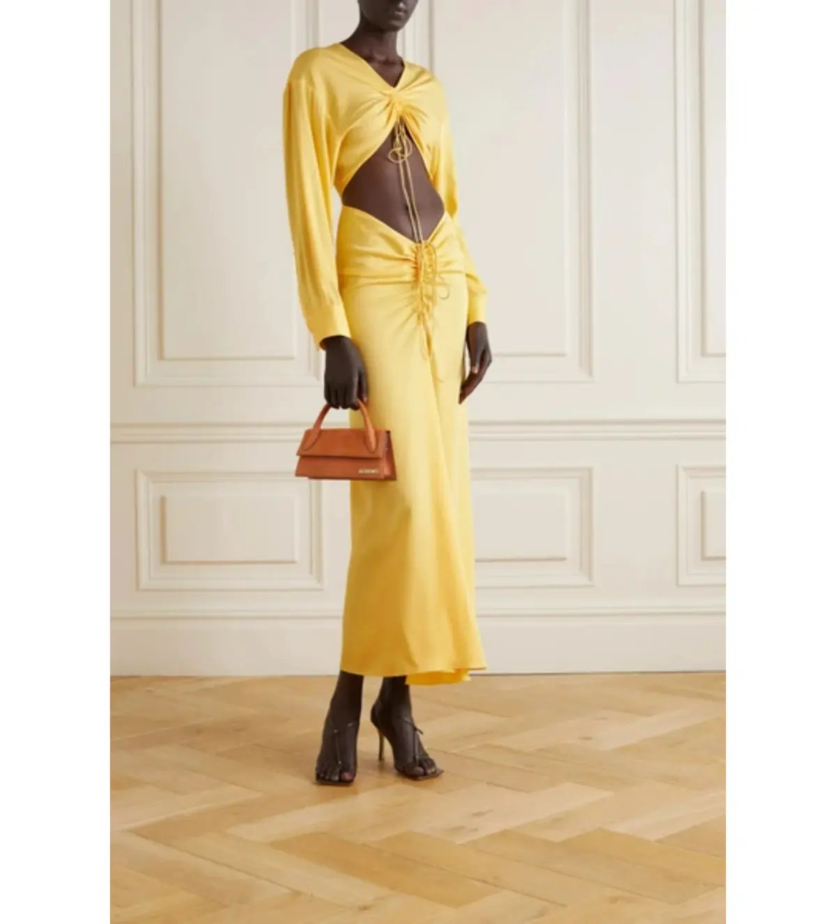 Christopher Esber Ruched Crop and Skirt In Chalky Yellow Size AU 8 photo 3