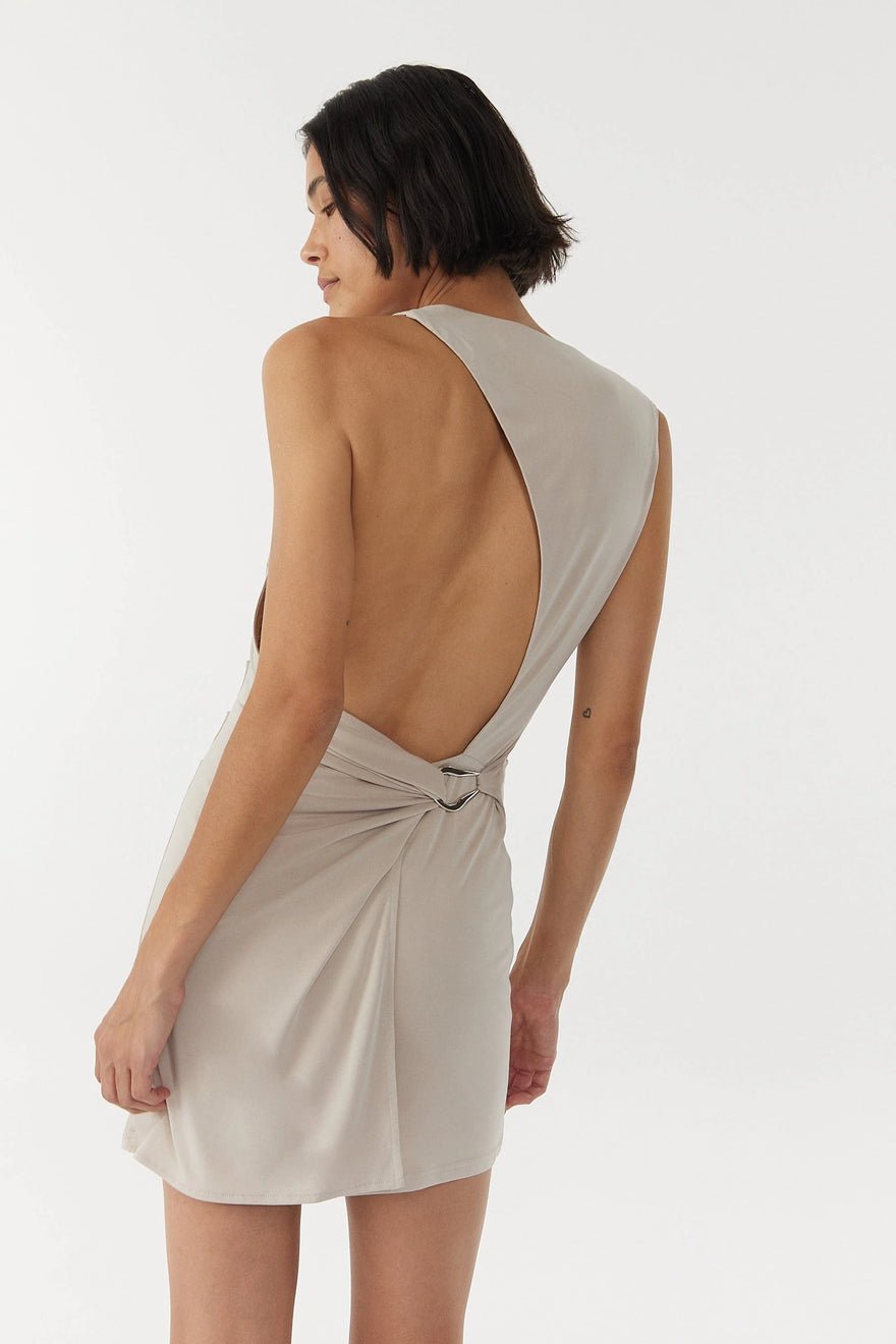 Third Form Stirling Twist Asymmetric Mini Dress - Oyster Grey photo 5