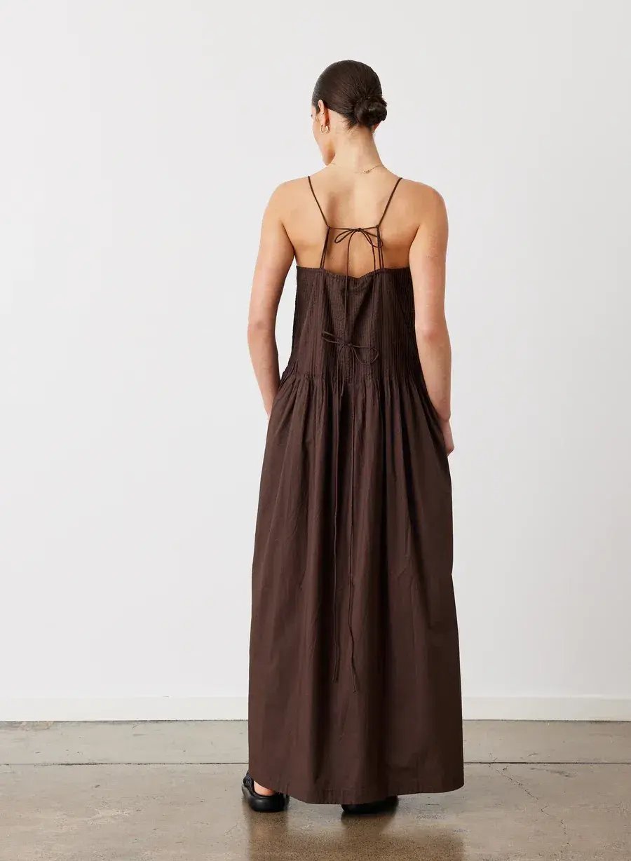 Joslin Lucia Organic Cotton Maxi Dress Chocolate Brown Size 10 photo 3