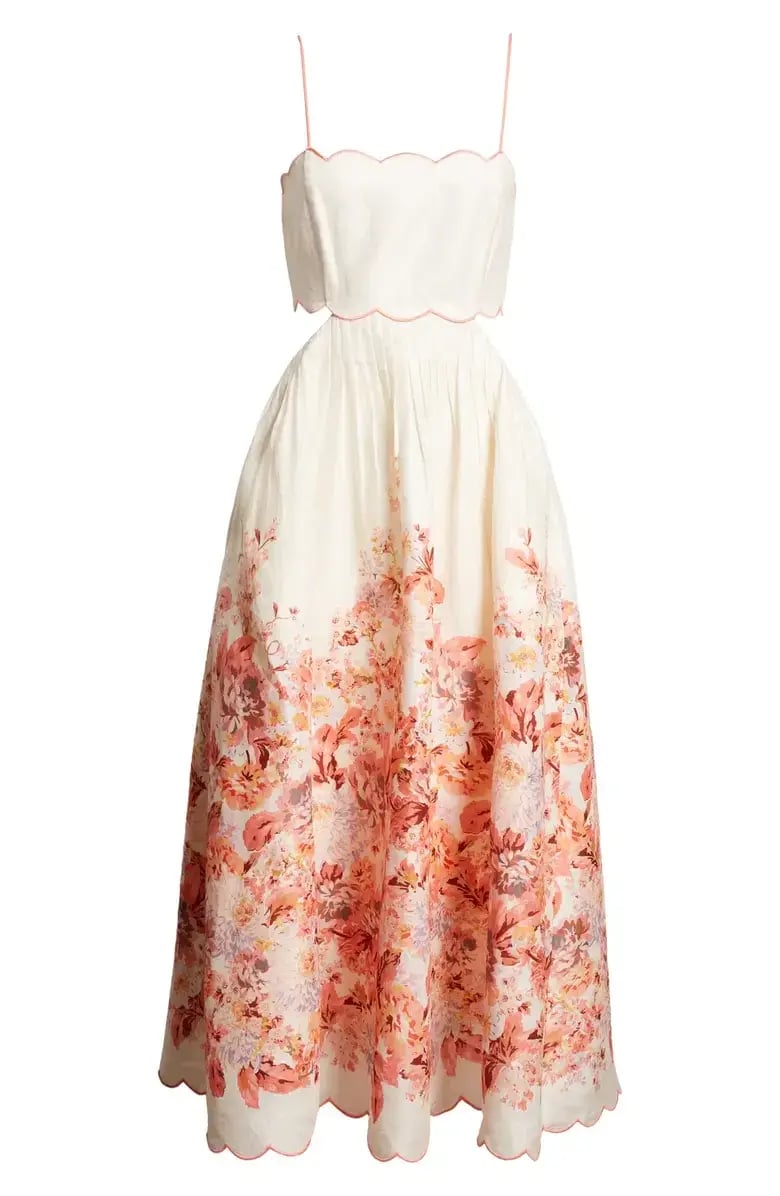 Zimmermann Devi Scallop Midi Dress Cream Floral Size 2 / AU 12 photo 2