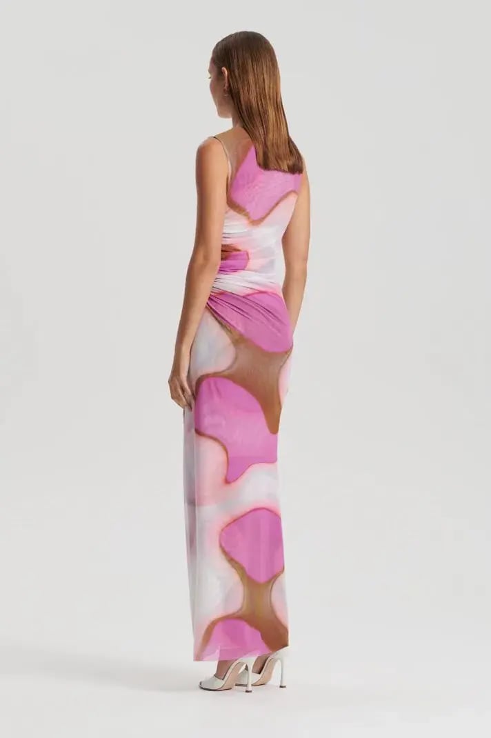 Scanlan Theodore Italian Watercolour Dress Pink Tan Size 10 photo 3