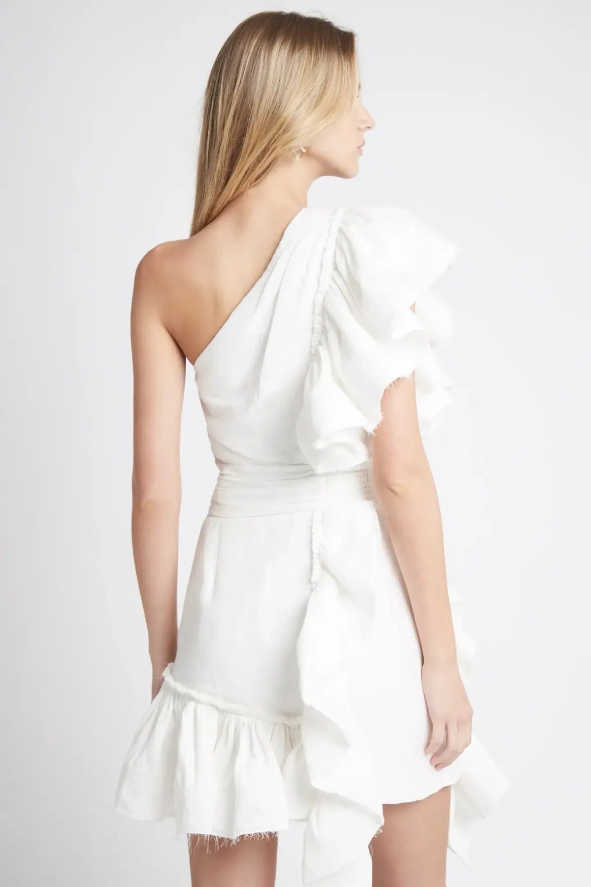Aje White Bonjour Asymmetric Mini Dress White Size 14 photo 2