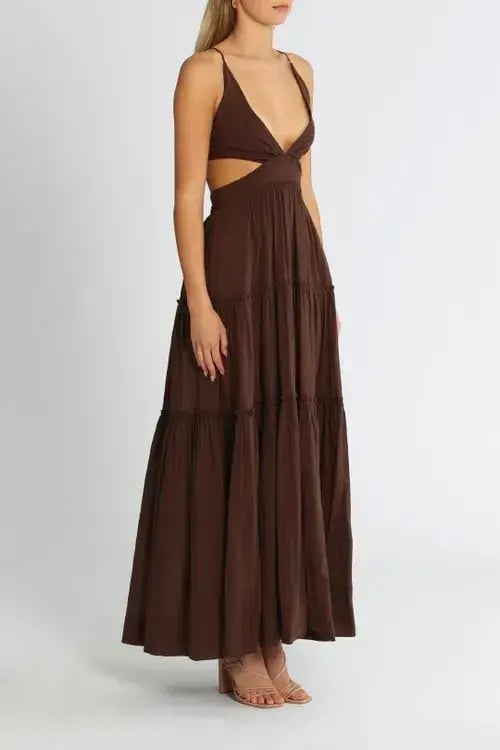 Bec & Bridge Carla V Maxi Dress in Chocolate Brown Size M / AU 10 photo 2