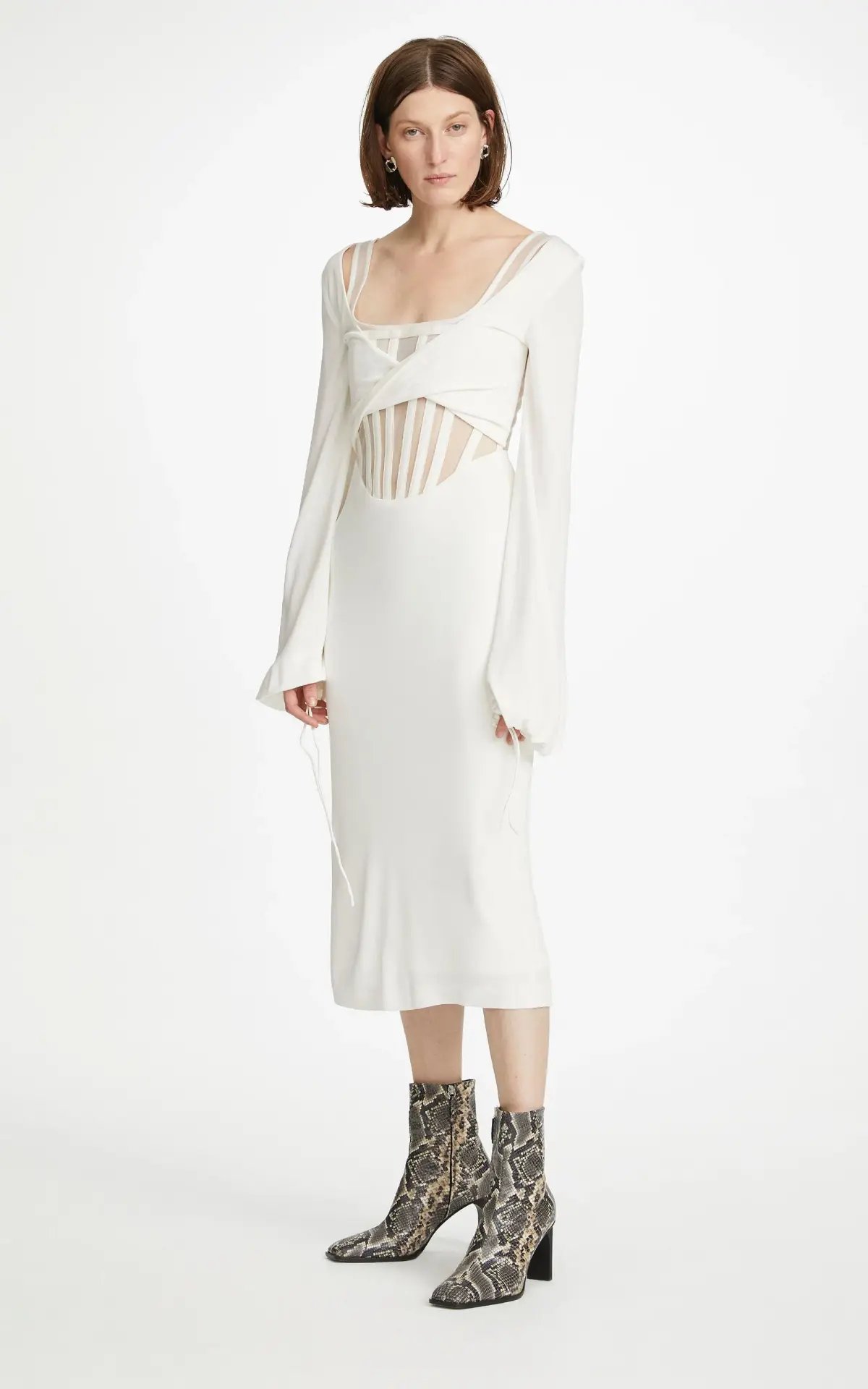 Dion Lee Viscose Jersey Twist Corset Dress White Size 6 photo 2