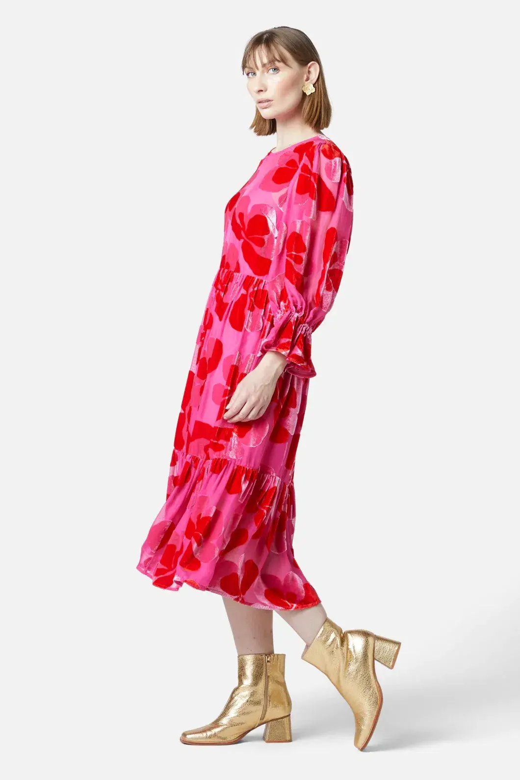 Gorman Pansy Devore Dress Maxi Pink Size AU 12 photo 2