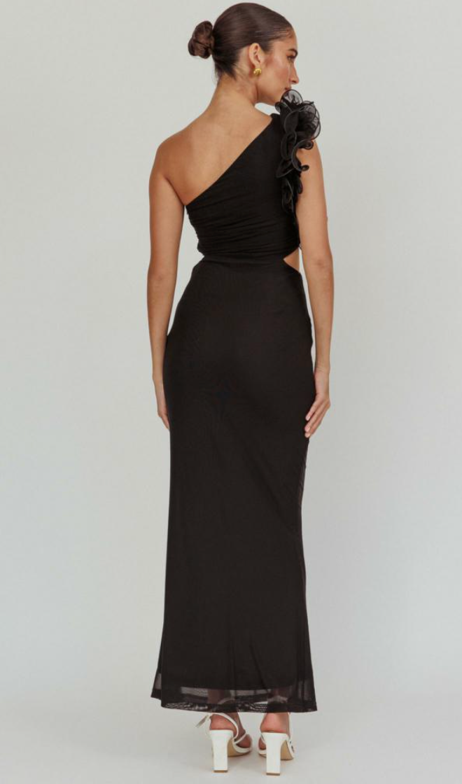 RAINA MESH MAXI DRESS BLACK photo 2