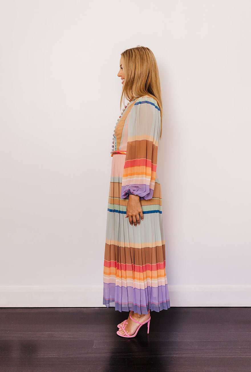 Zimmermann Rainbow Striped Crepe De Chine Midi Dress photo 2