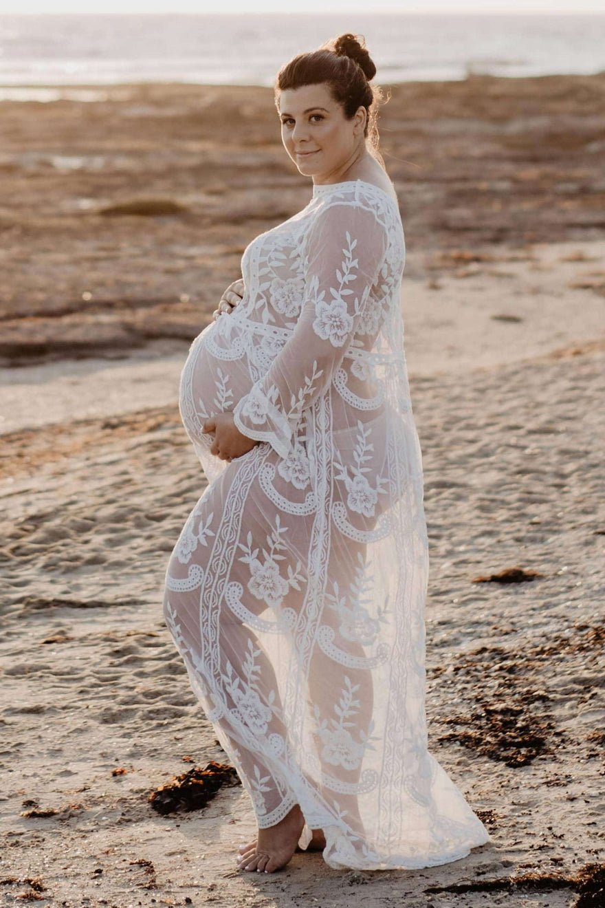 Mama Rentals Fleur Ivory Lace Maxi Dress photo 4