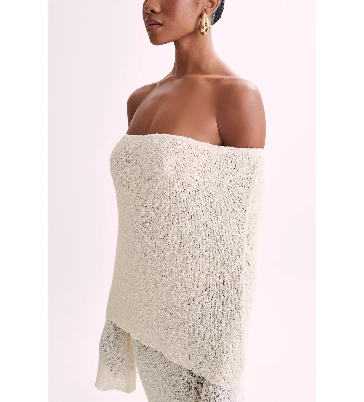 Meshki Marisol Off Shoulder Boucle Maxi Dress in Ivory Size L / AU 12 photo 4