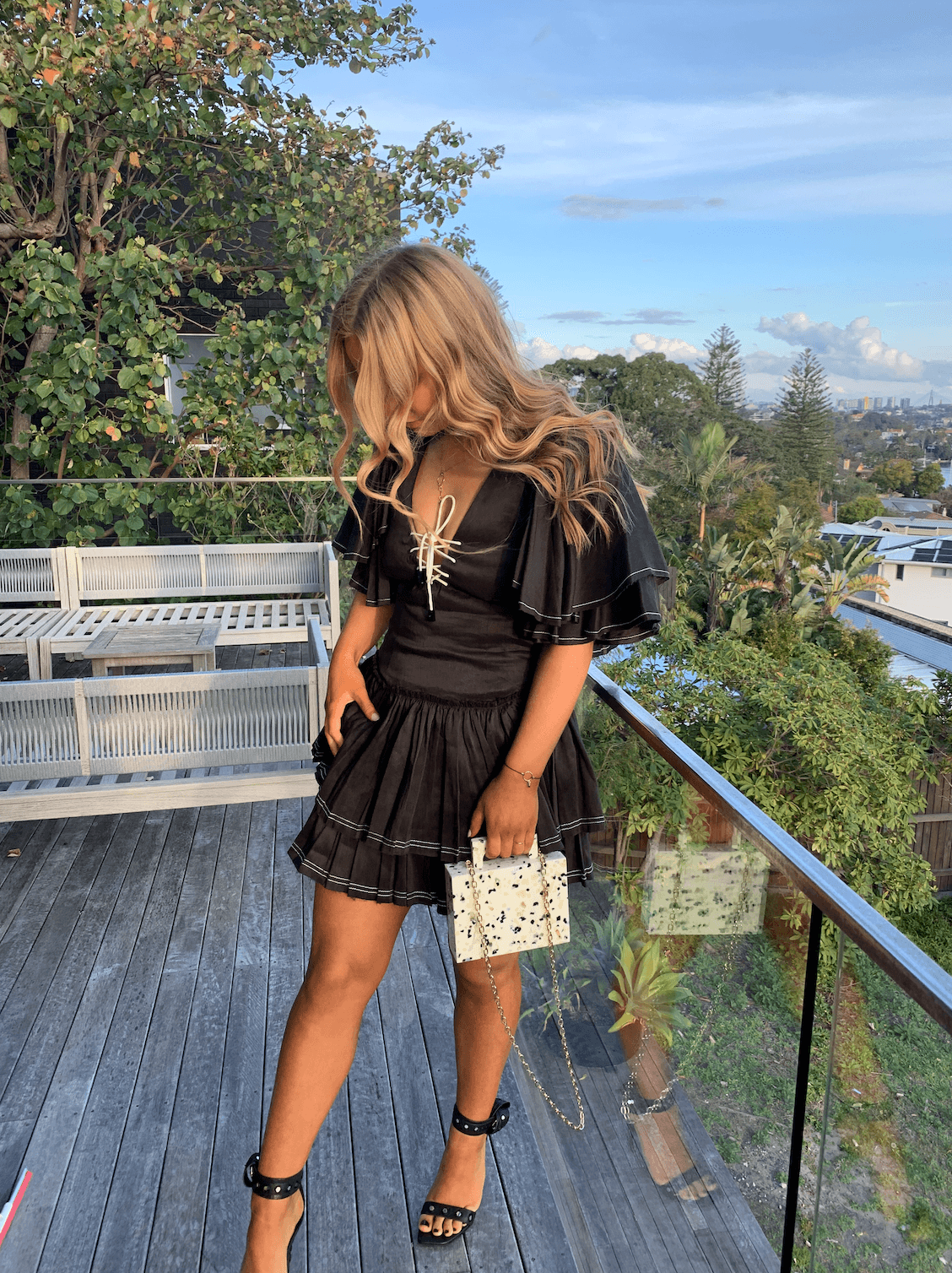 Aje Los Lunas Mini Dress Black Size 8 photo 2