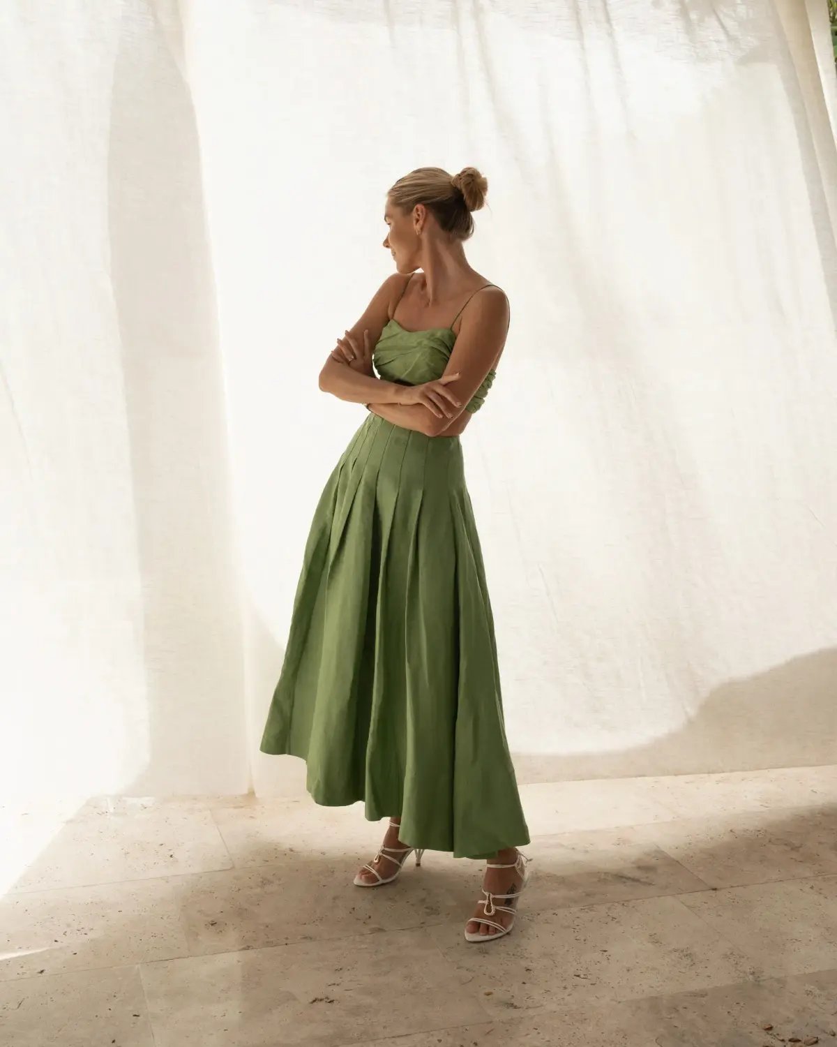 Aje Thea Draped Twist Crop & Paradiso Skirt Set Green Size 8 photo 3