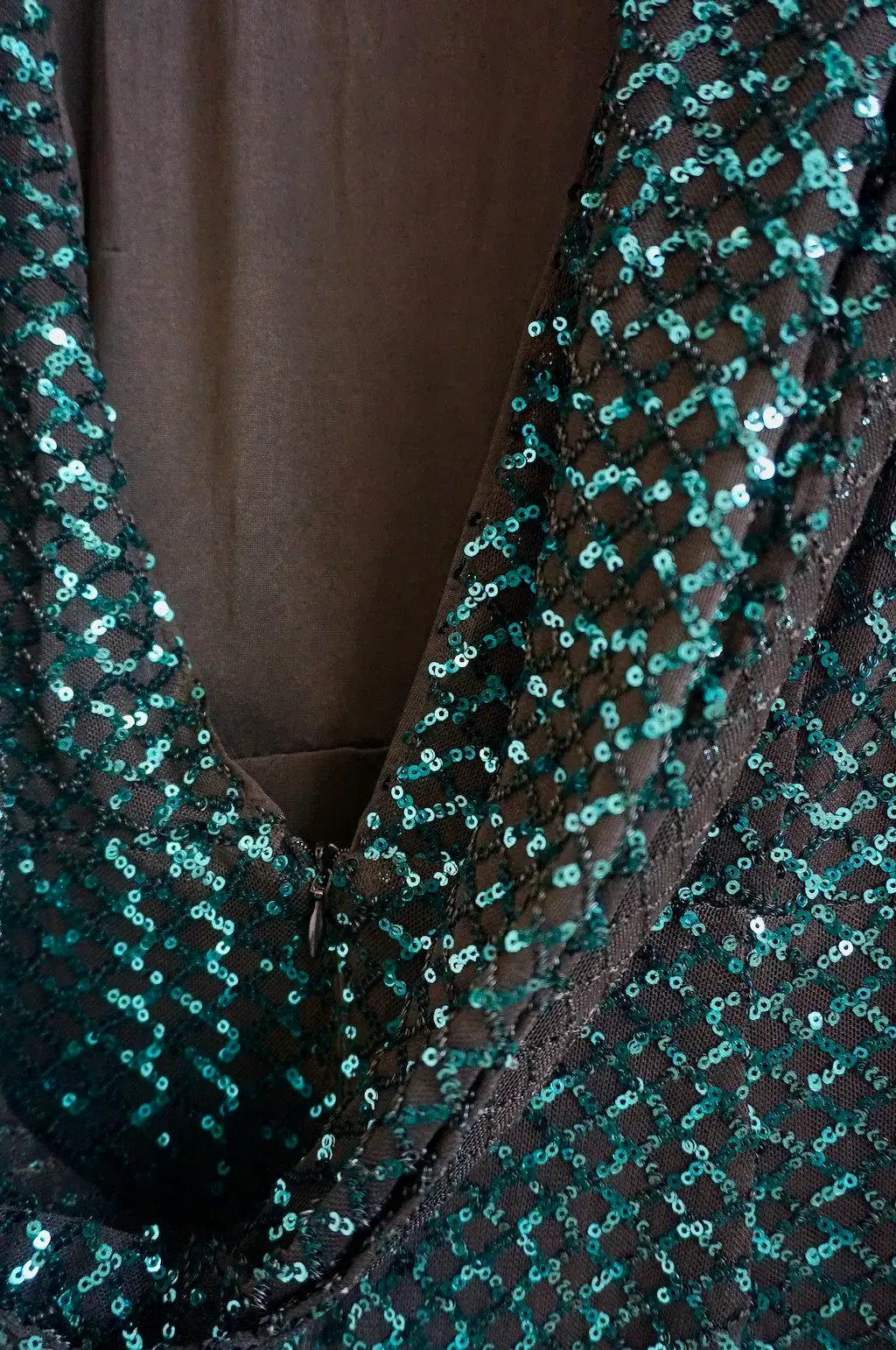 Elle Zeitoune Jelena Dress Emerald Green Sequin Size 14 photo 3