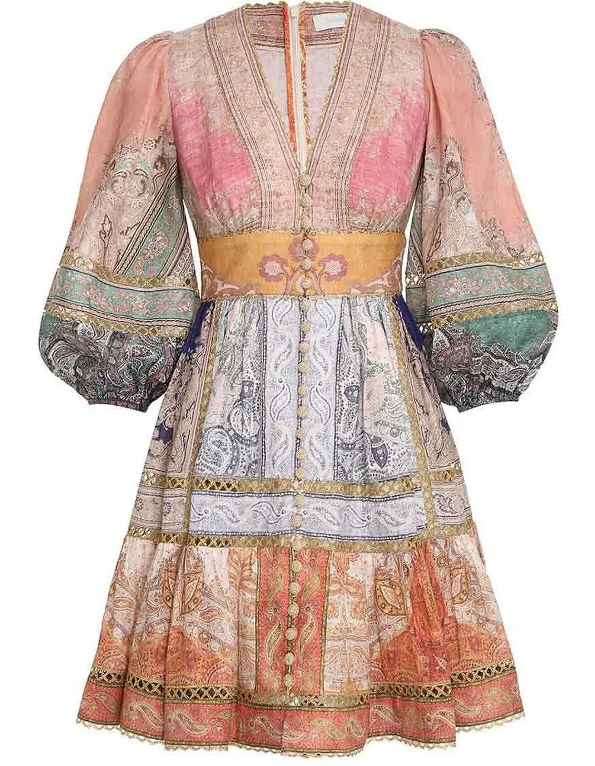 Zimmermann Anneke Lantern Mini Dress Multi Size 1 / AU 10 photo 7