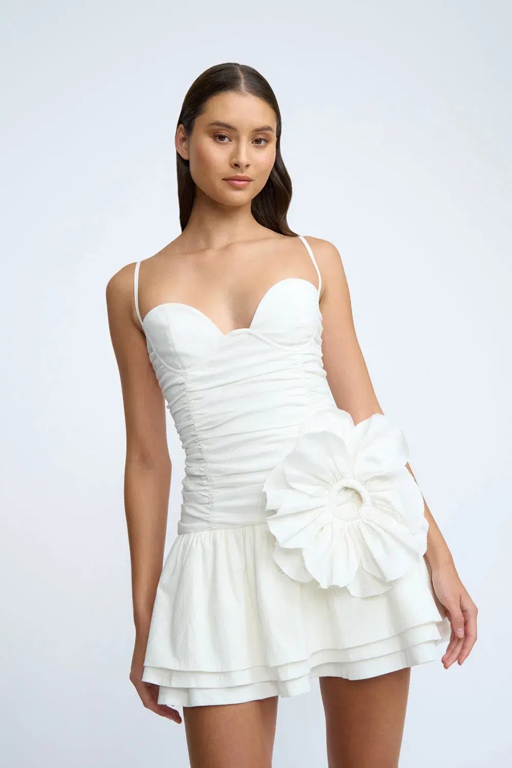 By Johnny Samantha Ruffle Mini Dress in Ivory Size AU 10 photo 3