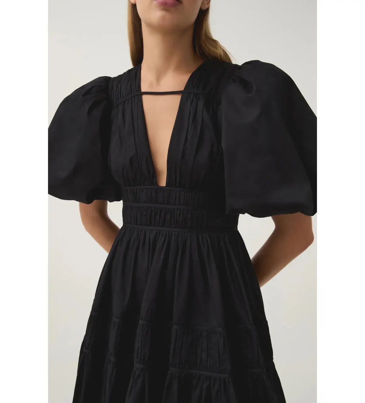 Aje Fallingwater Ruched Midi Dress Black Size XXL/AU 16 photo 7