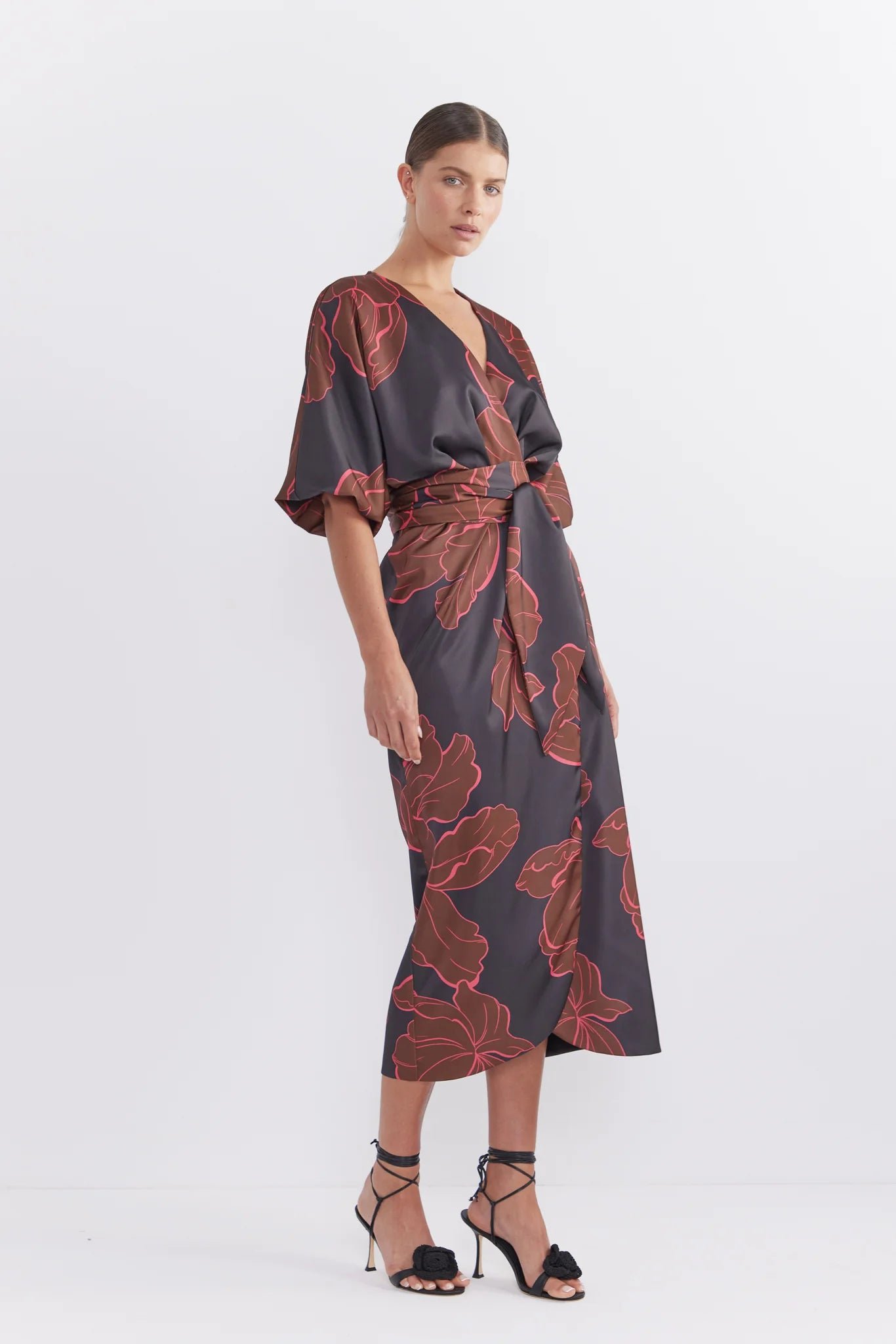 PASDUCHAS FARAH WRAP MIDI DRESS - DARK FLORAL photo 2