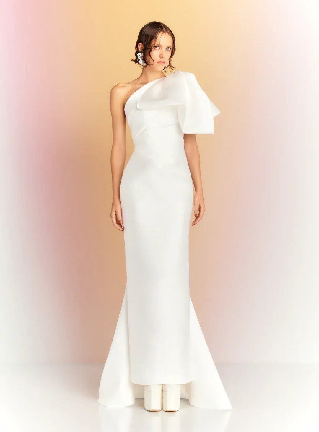 Solace London Priya bow detaile draped satin gown size 16 photo 2