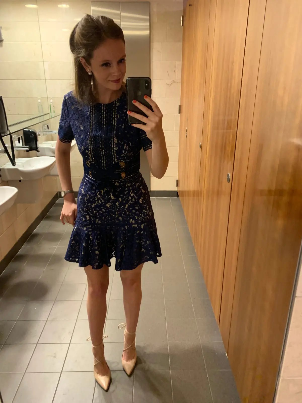 Lover Flora Flip Mini Dress Navy Print Size 8 photo 3