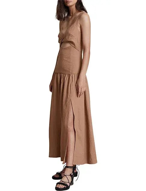 Bec & Bridge Camel Alamos Midi Dress Brown Size 12 photo 2