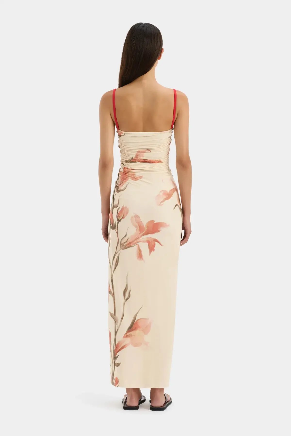 Sir the Label Hana Ruched Midi Dress Gladioli Print Size 2 / AU 10 photo 3