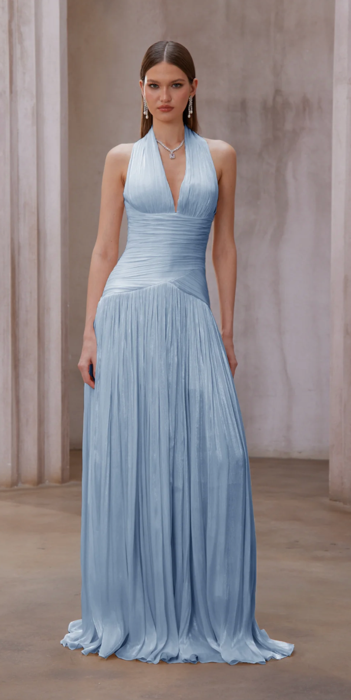 URANIE BLUE GATHERED MAXI DRESS photo 2