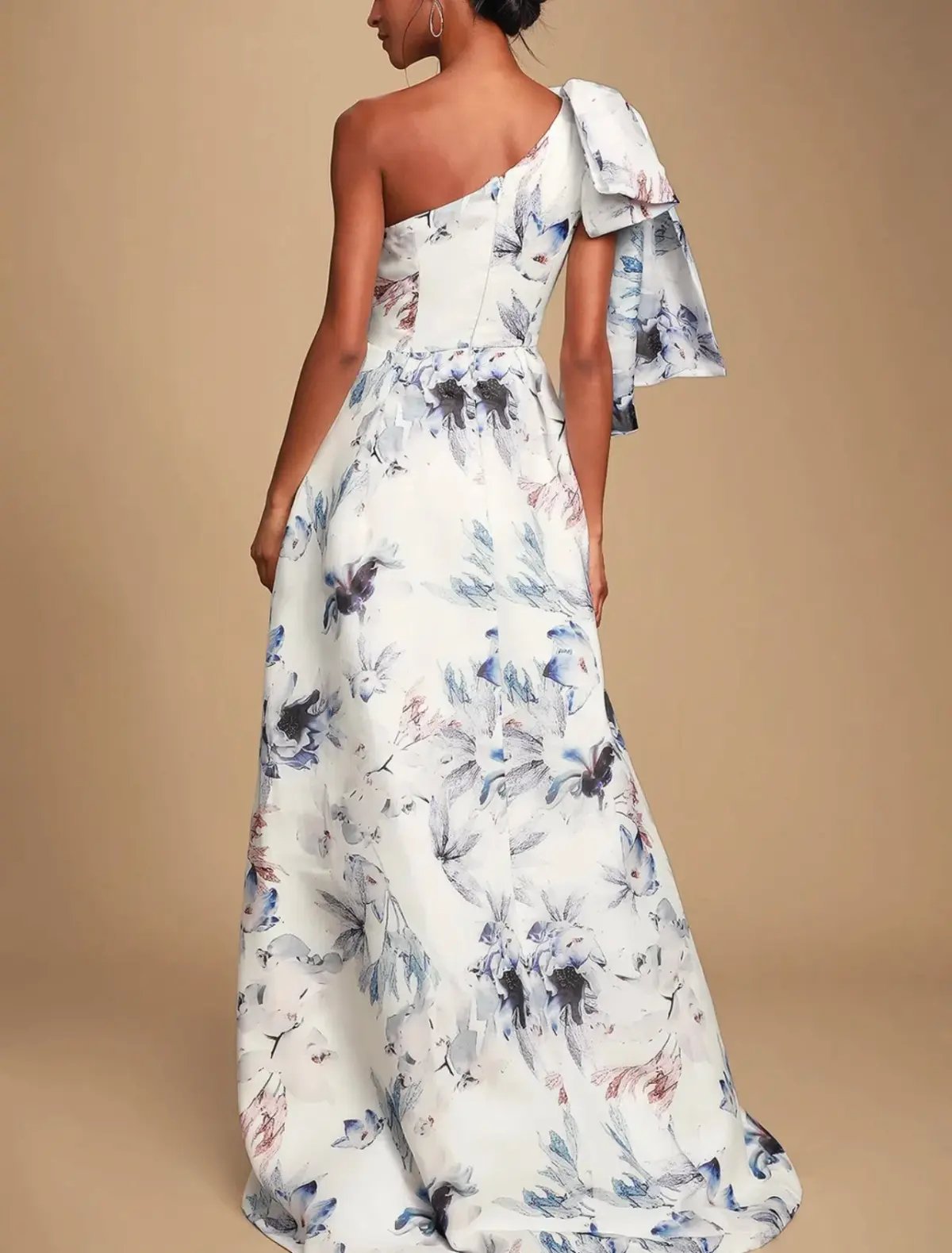 Bariano Josephine One Shoulder High Low Gown Floral Size 6 photo 3