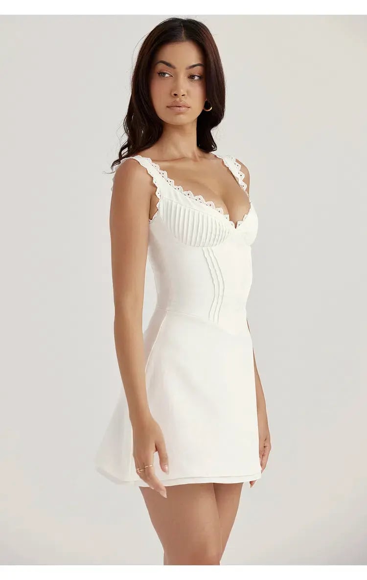 House of CB Tilly Pin Tuck Mini Dress White Size S / Au 8 photo 5