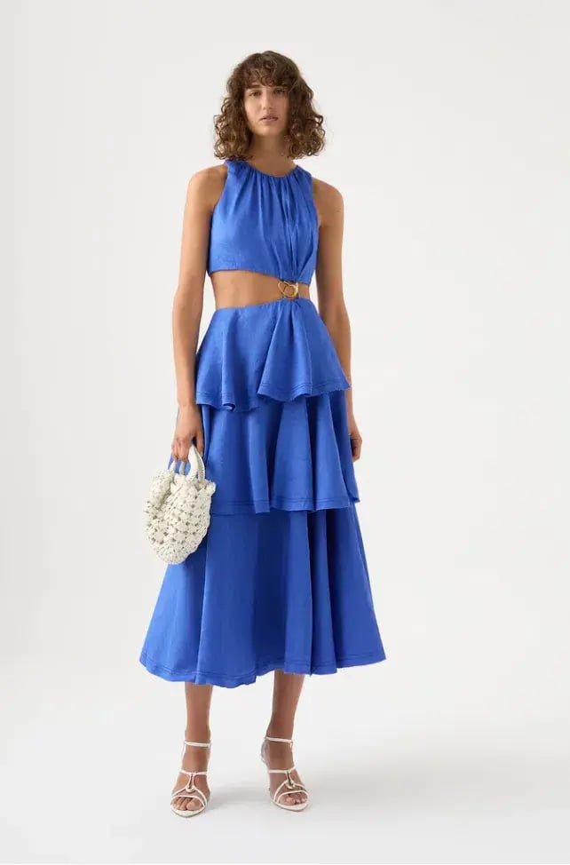 Aje Wave Cut Out Ring Midi Dress Marine Blue Size AU 6 photo 3