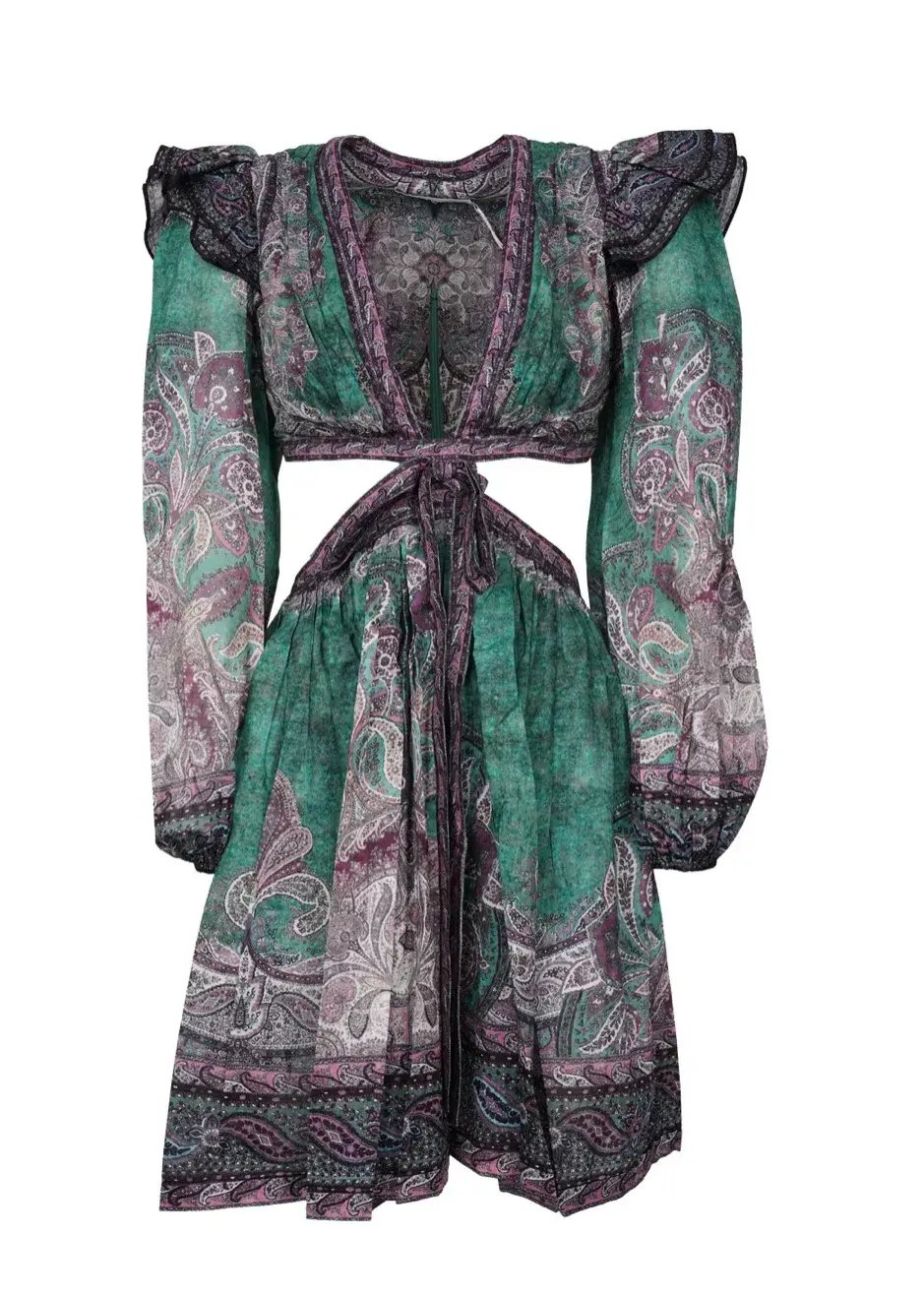 Zimmermann Anneke Ruffle Mini Dress Print Size 0P/Au 6 photo 2