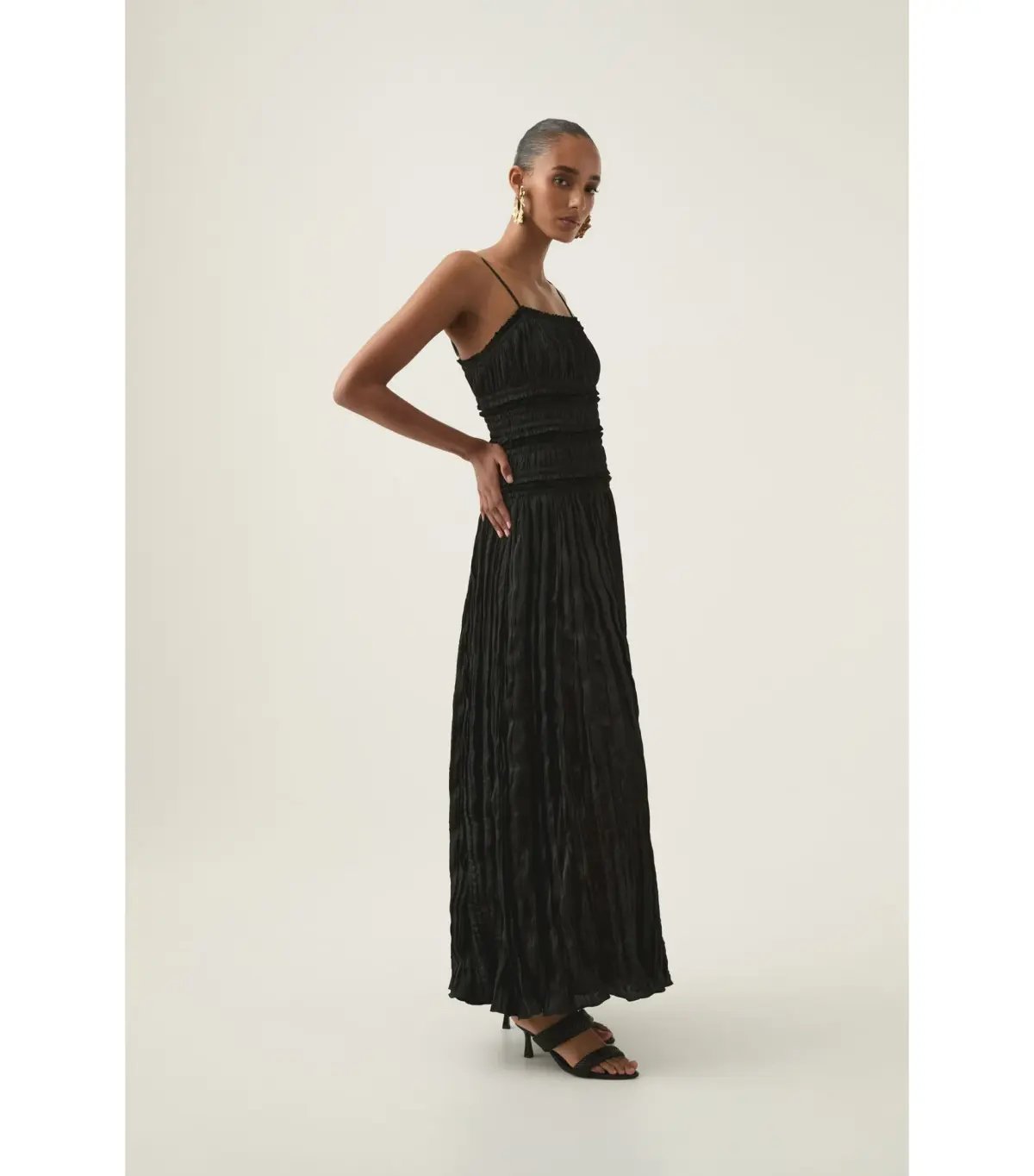 Aje Dewdrop Layered Satin Maxi Gown Black Size AU 10 photo 2
