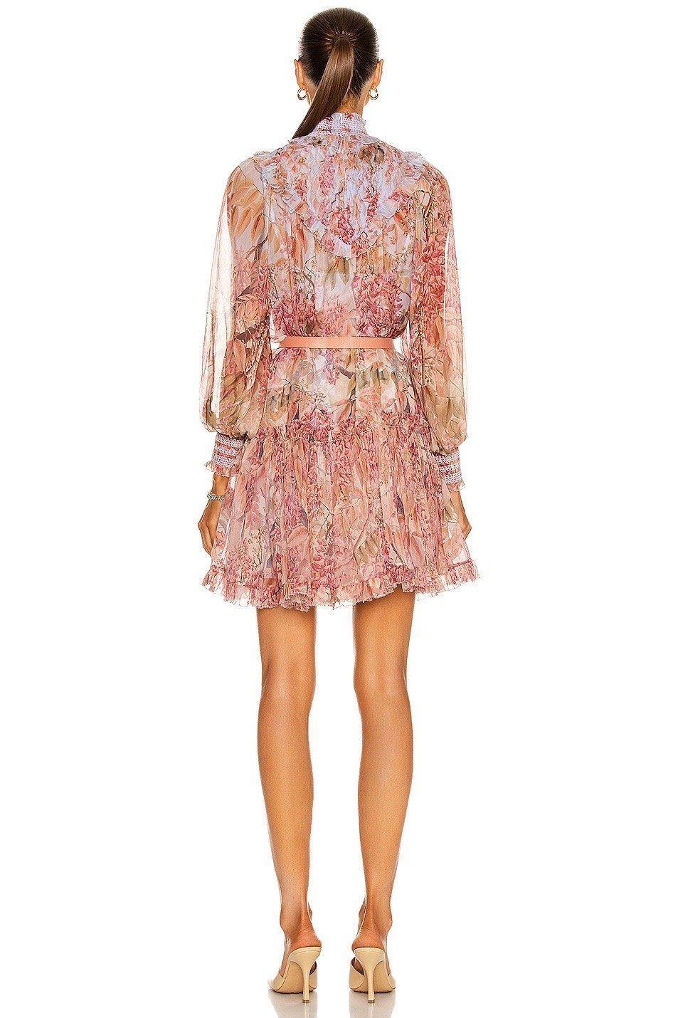 Zimmermann Botanica Smocked Yoke Mini Dress Milettia Floral Size 0P/ AU 6 photo 3