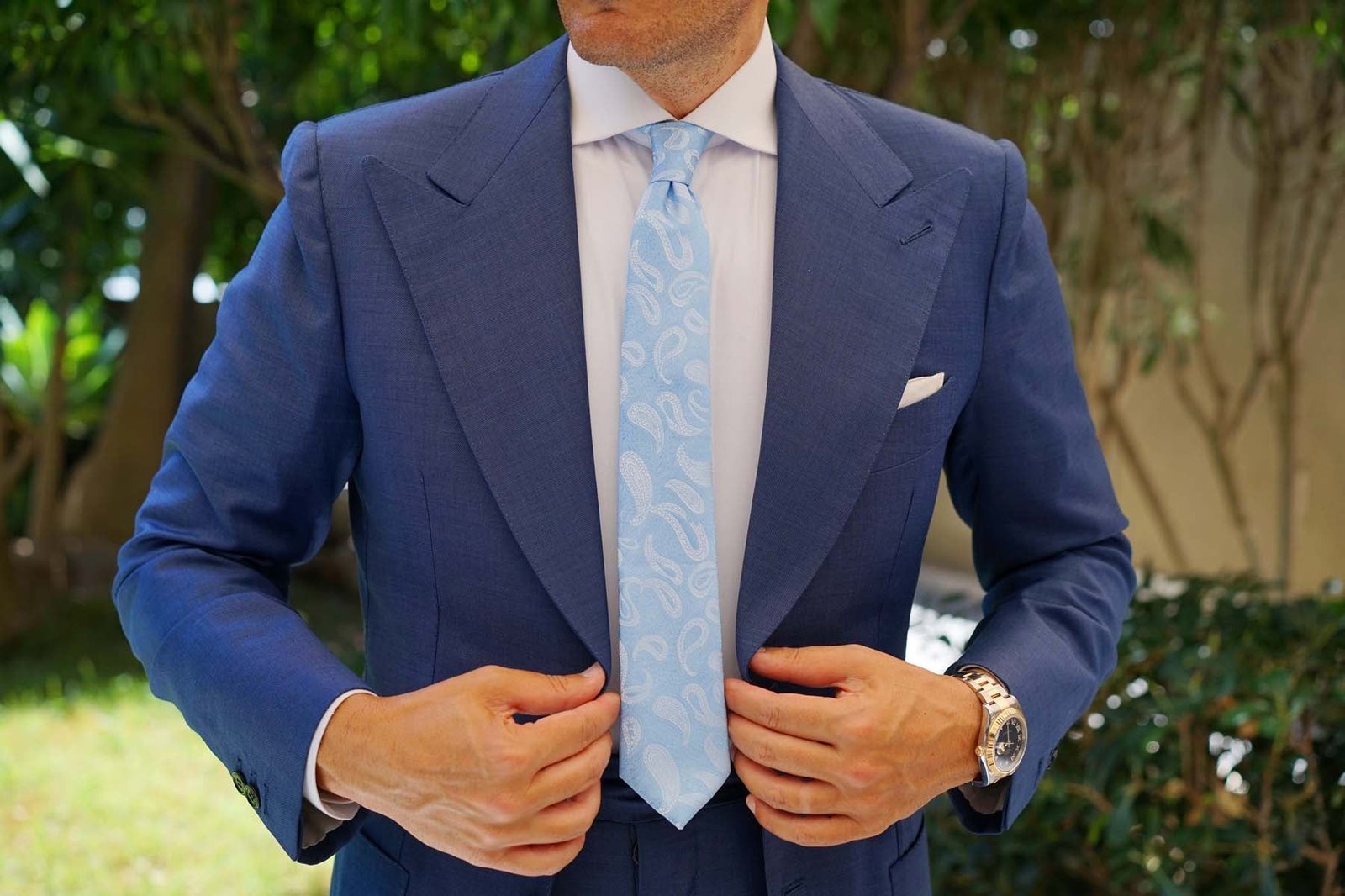 OTAA Baby Blue Teardrop Paisley Skinny Necktie photo 2