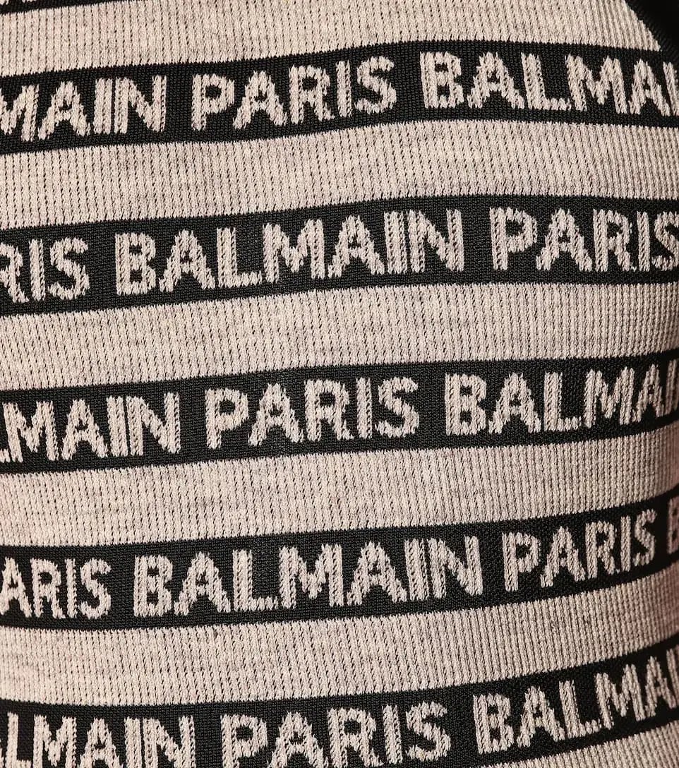 Balmain Logo Intarsia Knitted Mini Dress in Black/White Size 8 photo 4