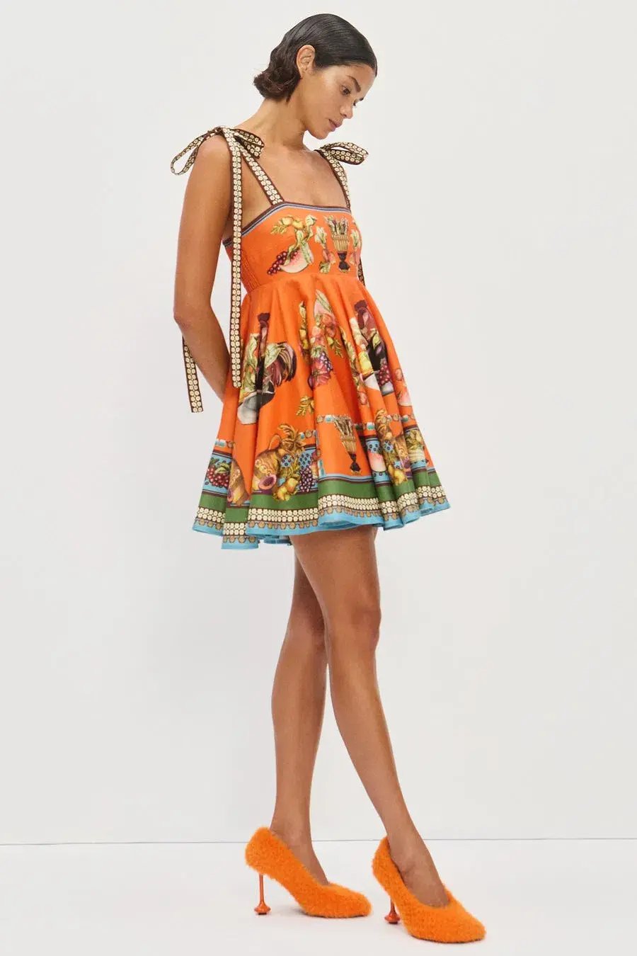 Alemais Rocco Sundress Mini Dress in Orange Multi Size AU 8 photo 2