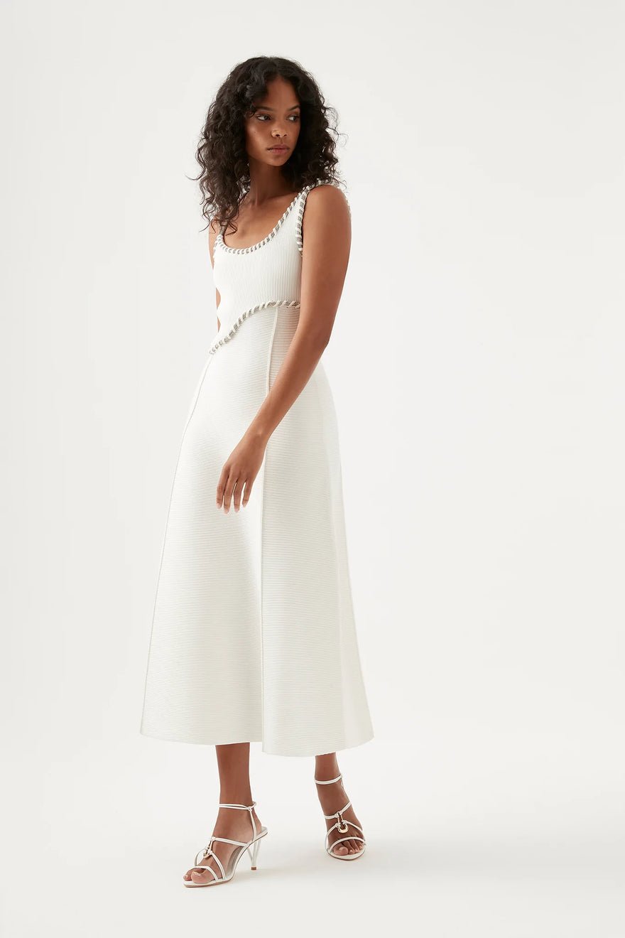 Aje Carve Abstract Knit Midi Dress - Ivory photo 3