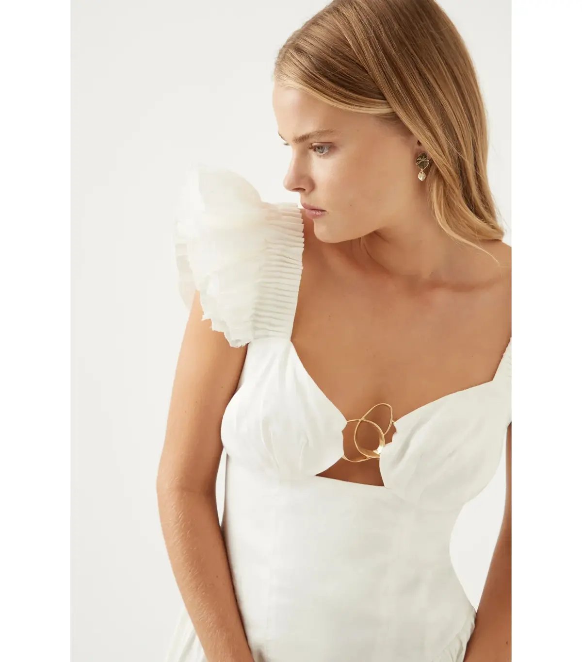 Aje Simone Frill Mini Dress Ivory Size S / AU 8 photo 3