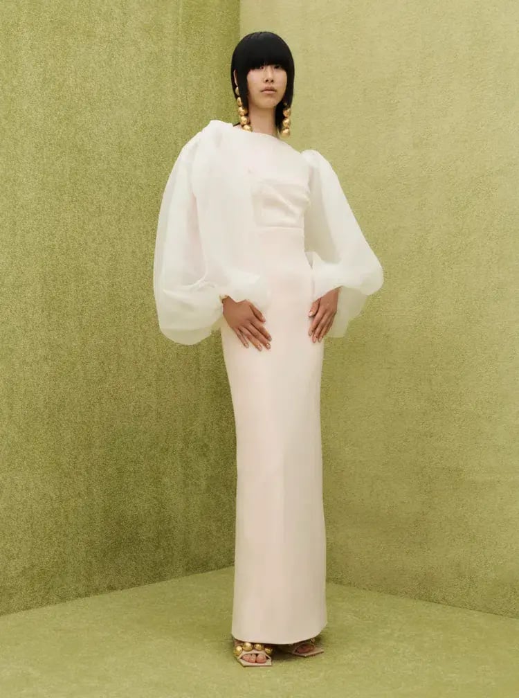 Solace London Ziya Puff Sleeve Evening Dress Ivory Size 8 photo 2