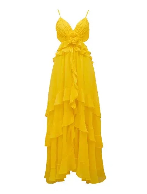 Forever New Harper Ruffle Maxi Dress Daffodil Size 8 photo 7