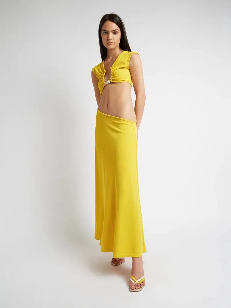 Christopher Esber The Quartz Disconnect Torso Cap Sleeve Dress Yellow Size 6 photo 3