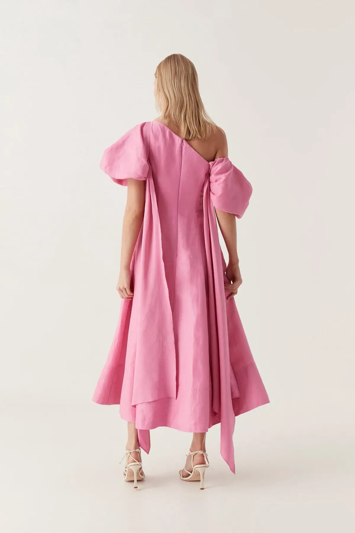 Aje Arista Tulip Sleeve Midi Dress Pink Size 12 photo 2