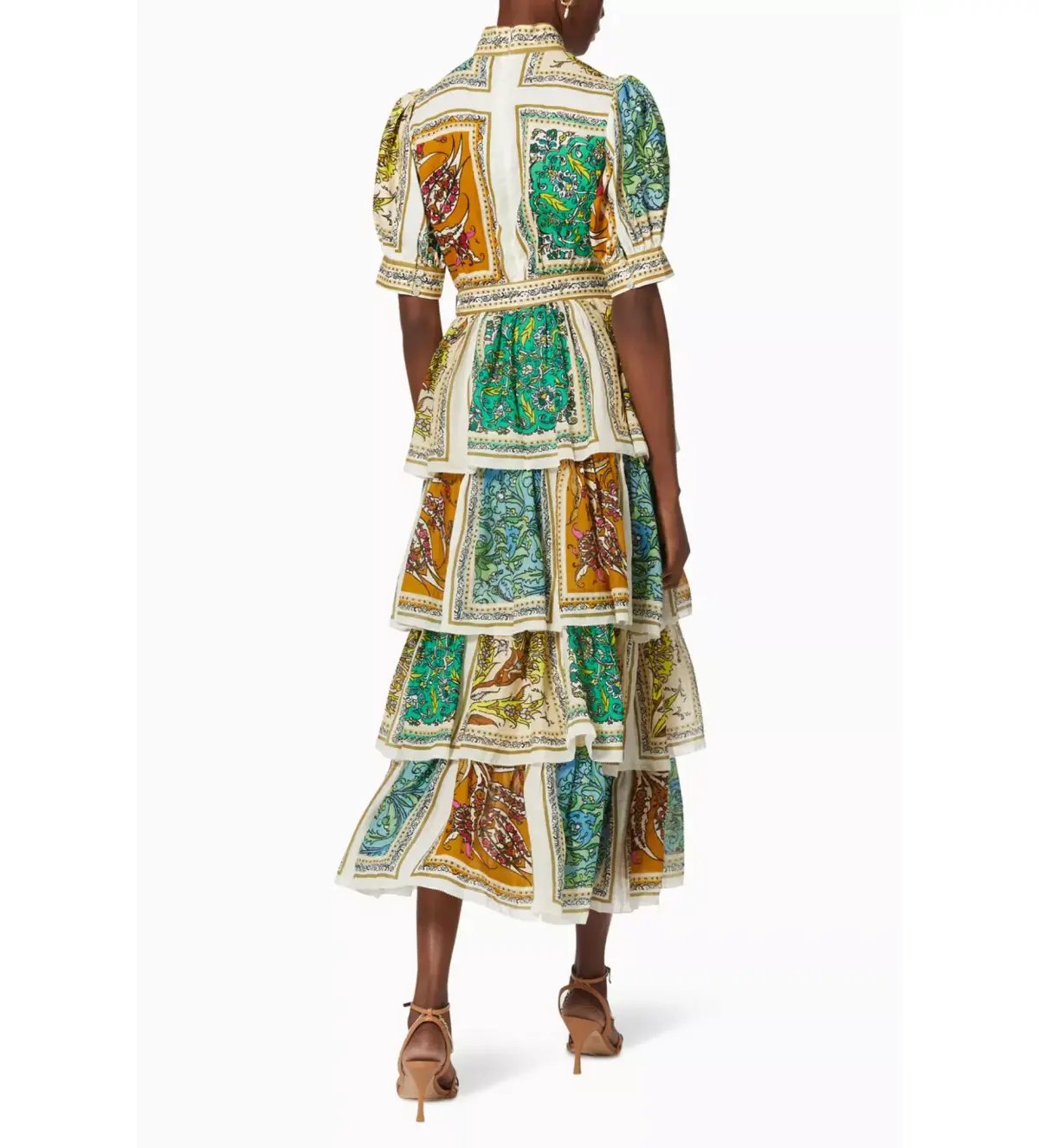 Alemais Delphine Tiered Linen Midi Dress Print Size 10 photo 3