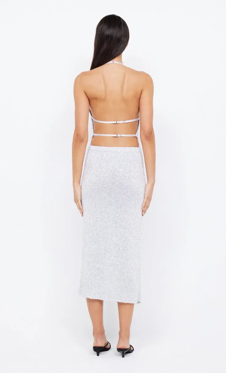 Bec & Bridge Sadie Sequin Knit Crop and Skirt Set Silver Size S / Au 8 photo 2