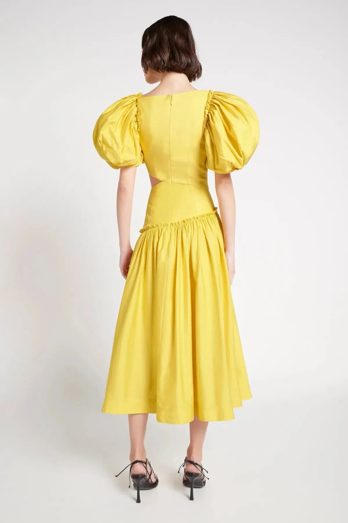 Aje Chateau Cut Out Midi Dress Sun Shower Yellow Size 10 photo 2