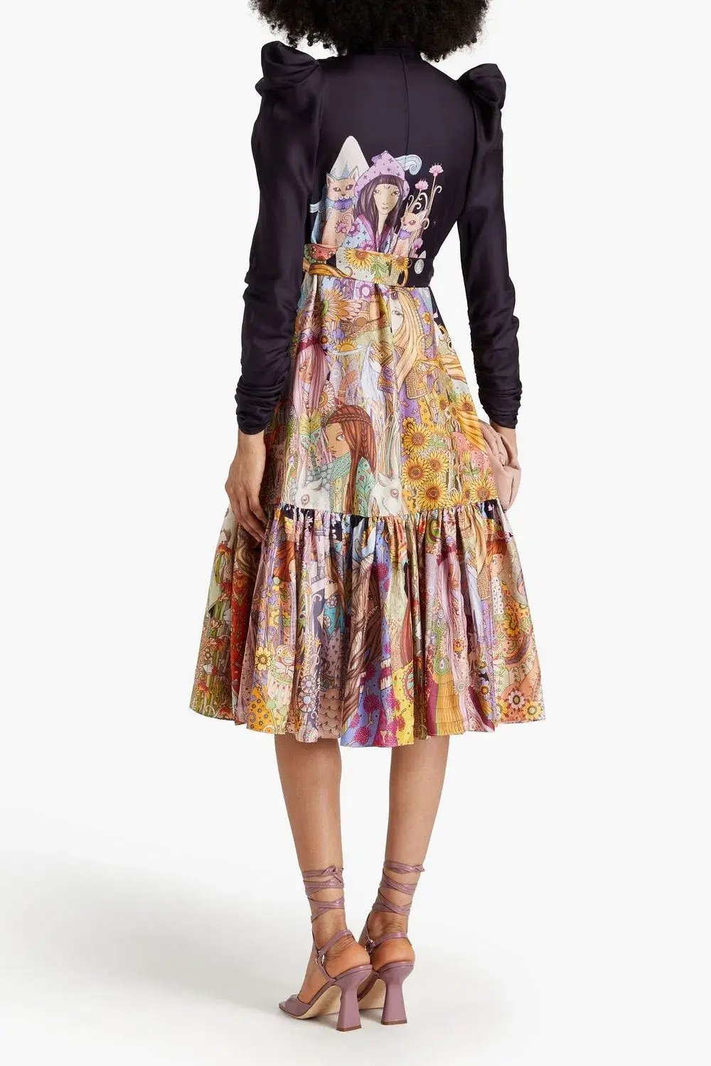 Zimmermann Celestial Gathered Frill Midi Dress Midnight Star Girls Size 0 / AU 8 photo 2