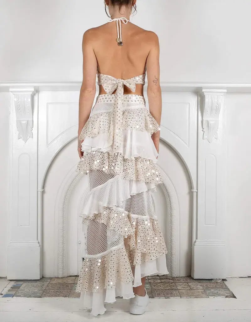 Ixiah the Label Sequin Outlaw Set White Size 6 photo 3