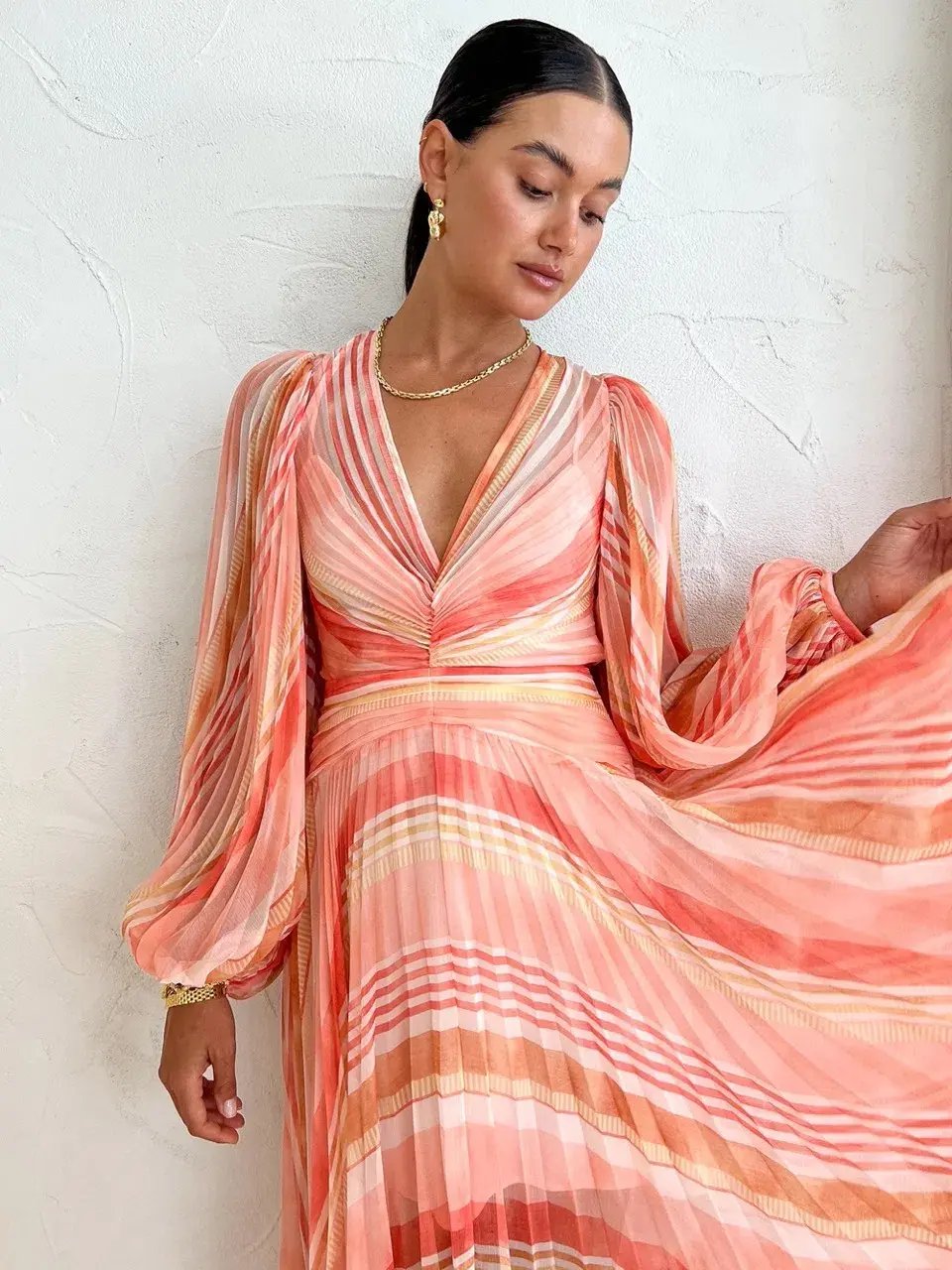 Acler Astone Dress Geo Stripe Orange Size AU 14 photo 3