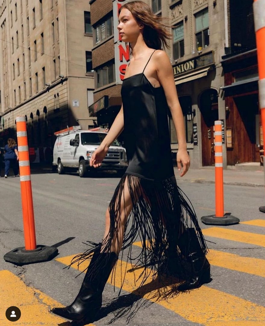Silk Laundry Fringe Dress Black photo 4