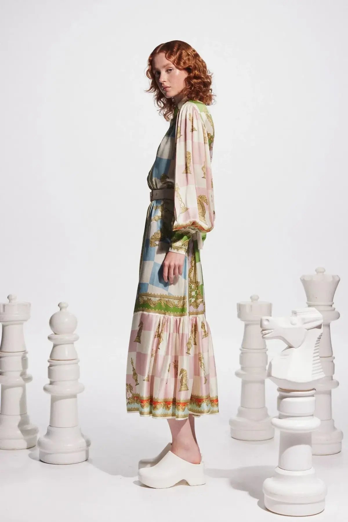 Alemais Checkmate Silk Midi Shirtdress Multi Size 14 photo 4