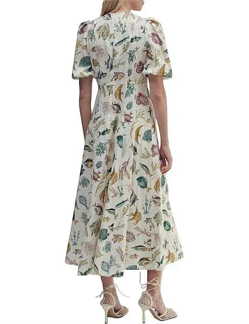 Alemais Wanda Midi Dress Ivory/Print Size 10 photo 4