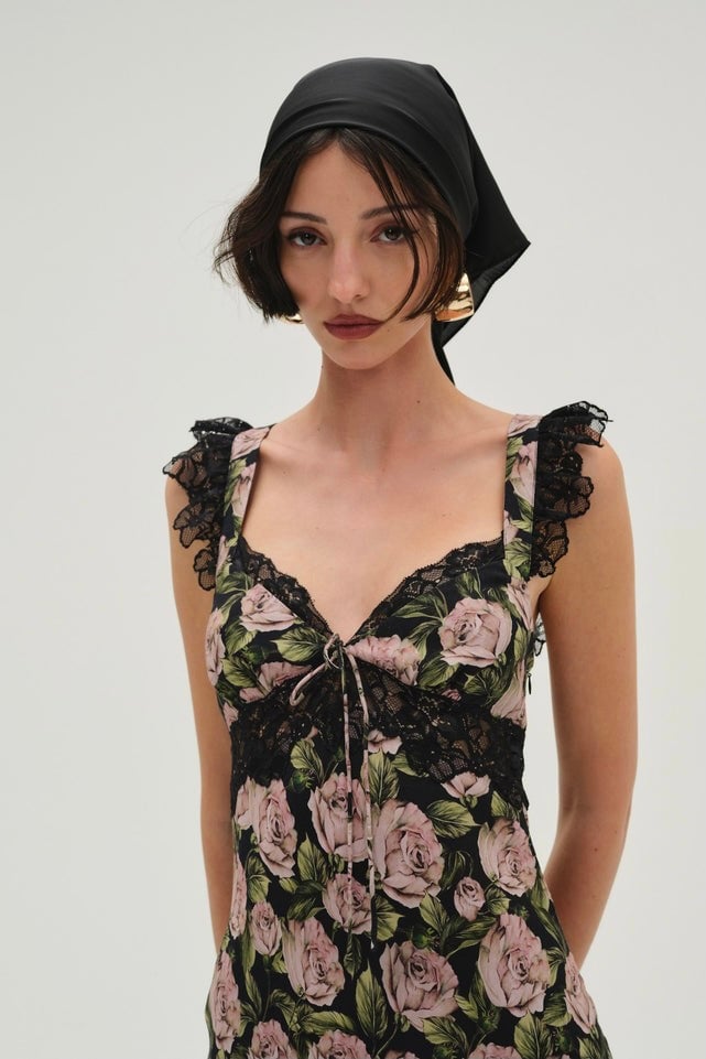 For Love and Lemons Fallen Rose Maxi - Black photo 2